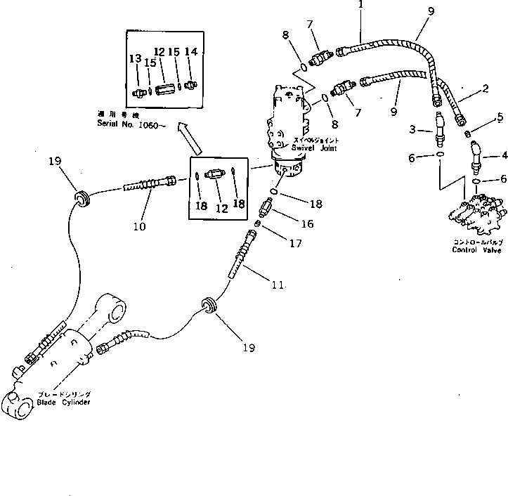 Excavators Komatsu / PC38UU-1 S/N 1001-UP(pc38uu-r) / HYDRAULIC PIPING (BLADE CYLINDER LINE)(180290 : 6631)