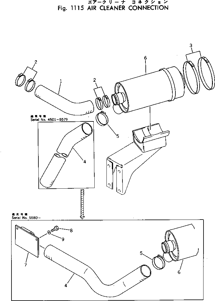 Excavators Komatsu / PC40-2 S/N 4501-UP(pc40-2c) / AIR CLEANER CONNECTION(030030 : 1115)