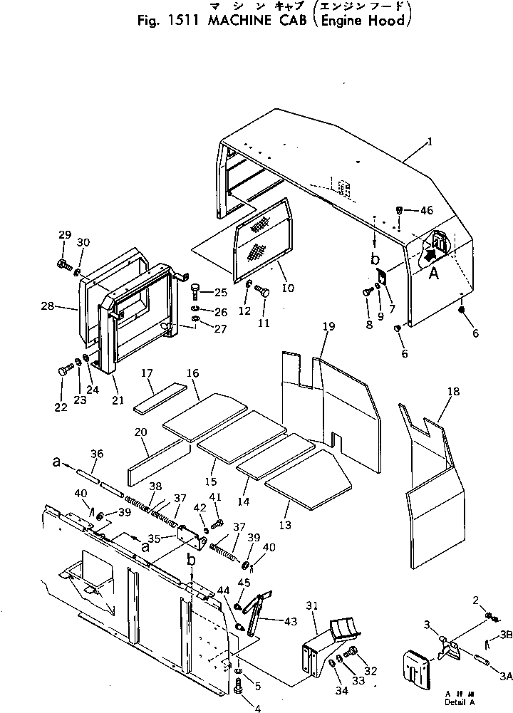 Excavators Komatsu / PC40-2 S/N 4501-UP(pc40-2c) / MACHINE CAB (ENGINE HOOD)(150020 : 1511)