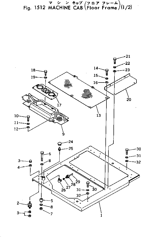 Excavators Komatsu / PC40-2 S/N 4501-UP(pc40-2c) / MACHINE CAB (FLOOR FRAME) (1/2)(150030 : 1512)