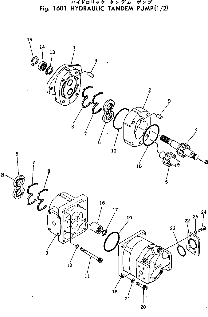 Komatsu parts book diagram for PC40-2 S/N 4501-UP: HYDRAULIC TANDEM PUMP (1/2)