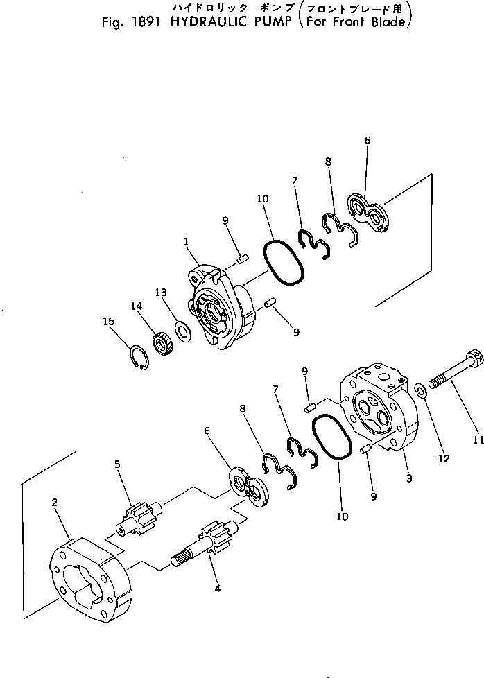 Komatsu parts book diagram for PC40-2 S/N 4501-UP: HYDRAULIC PUMP (FOR FRONT BLADE)