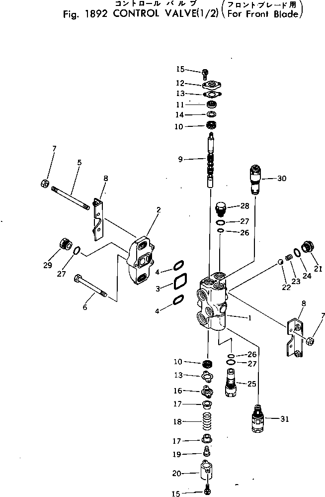 Komatsu parts book diagram for PC40-2 S/N 4501-UP: CONTROL VALVE (1/2) (FOR FRONT BLADE)