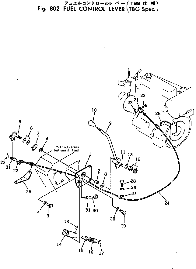 Komatsu parts book diagram for PC40-2 S/N 4501-UP: FUEL CONTROL LEVER (TBG SPEC.)