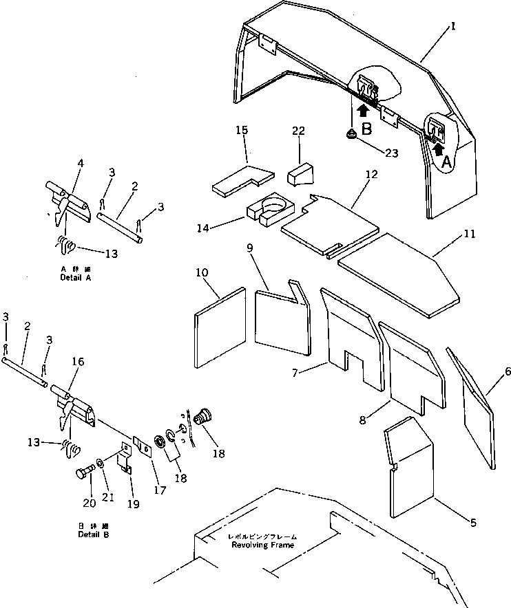 Excavators Komatsu / PC40-5 S/N 8501-UP(pc40-5c) / MACHINERY COMPARTMENT (FOR VANDALISM PROTECTION)(150070 : 5055)