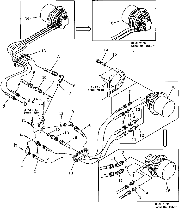 Excavators Komatsu / PC40-6 S/N 10001-UP(pc40-6r) / HYDRAULIC PIPING (TRAVEL MOTOR LINE) (TRACK SIDE)(180360 : 6603)
