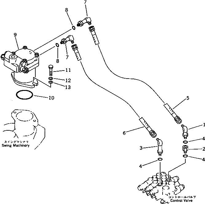 Excavators Komatsu / PC40-6 S/N 10001-UP(pc40-6r) / HYDRAULIC PIPING (SWING MOTOR LINE)(180380 : 6611)