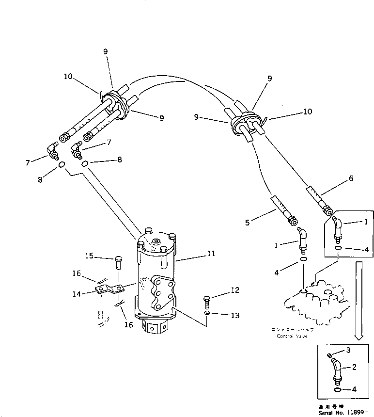 Excavators Komatsu / PC40-6 S/N 10001-UP(pc40-6r) / HYDRAULIC PIPING (BLADE CYLINDER LINE) (CHASSIS SIDE)(180420 : 6751)