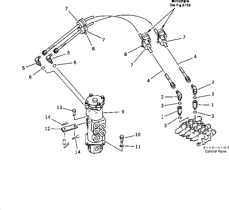 Excavators Komatsu / PC40-6 S/N 10001-UP(pc40-6r) / HYDRAULIC PIPING (BLADE CYLINDER LINE)                           (FOR POWER TILT MECH. ANGLE DOZER)(#11899-)(180430 : 6753)