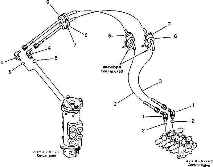 Excavators Komatsu / PC40-6 S/N 10001-UP(pc40-6r) / HYDRAULIC PIPING (TILT CYLINDER LINE)                            (FOR POWER TILT MECH. ANGLE DOZER)(#11899-)(180440 : 6755)