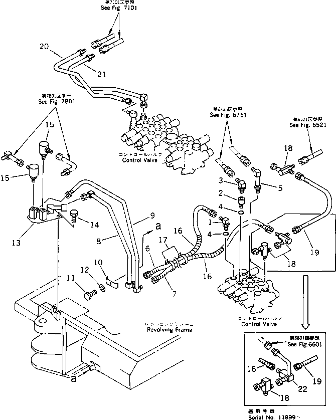 Excavators Komatsu / PC40-6 S/N 10001-UP(pc40-6r) / HYDRAULIC PIPING (BREAKER LINE) (CHASSIS SIDE)(180450 : 6801)