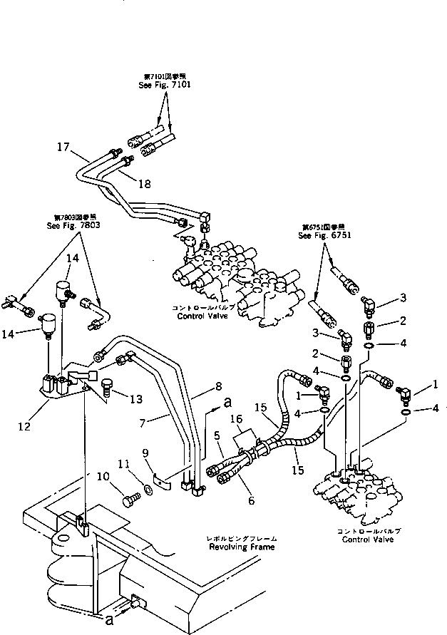 Excavators Komatsu / PC40-6 S/N 10001-UP(pc40-6r) / HYDRAULIC PIPING (FOR ATTACHMENT) (CHASSIS SIDE)(180470 : 6803)