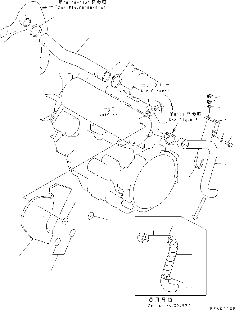 Komatsu parts book diagram for PC40-7 S/N 18001-UP: ENGINE RELATED PARTS