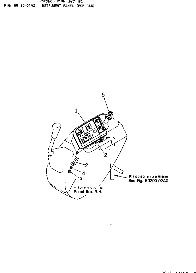 Komatsu parts book diagram for PC40-7 S/N 18001-UP: INSTRUMENT PANEL (FOR CAB)