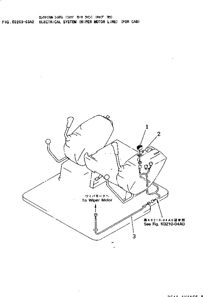 Komatsu parts book diagram for PC40-7 S/N 18001-UP: ELECTRICAL SYSTEM (WIPER MOTOR LINE) (FOR CAB)