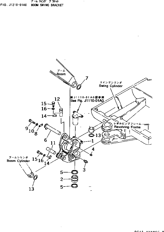 Komatsu parts book diagram for PC40-7 S/N 18001-UP: BOOM SWING BRACKET