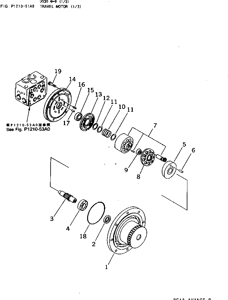 Komatsu parts book diagram for PC40-7 S/N 18001-UP: TRAVEL MOTOR (1/3)