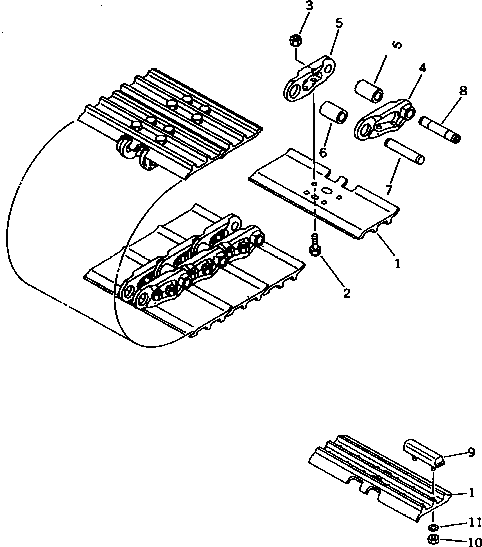 Komatsu parts book diagram for PC40-7 S/N 18001-UP: TRACK SHOE (TRIPLE GROUSER WITH HOLE) (FOR STEEL SHOE)