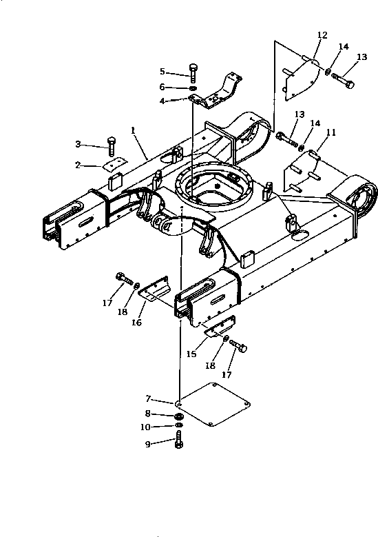 Komatsu parts book diagram for PC40-7 S/N 18001-UP: TRACK FRAME (FOR 480MM AND 550MM WIDE STEEL SHOE)