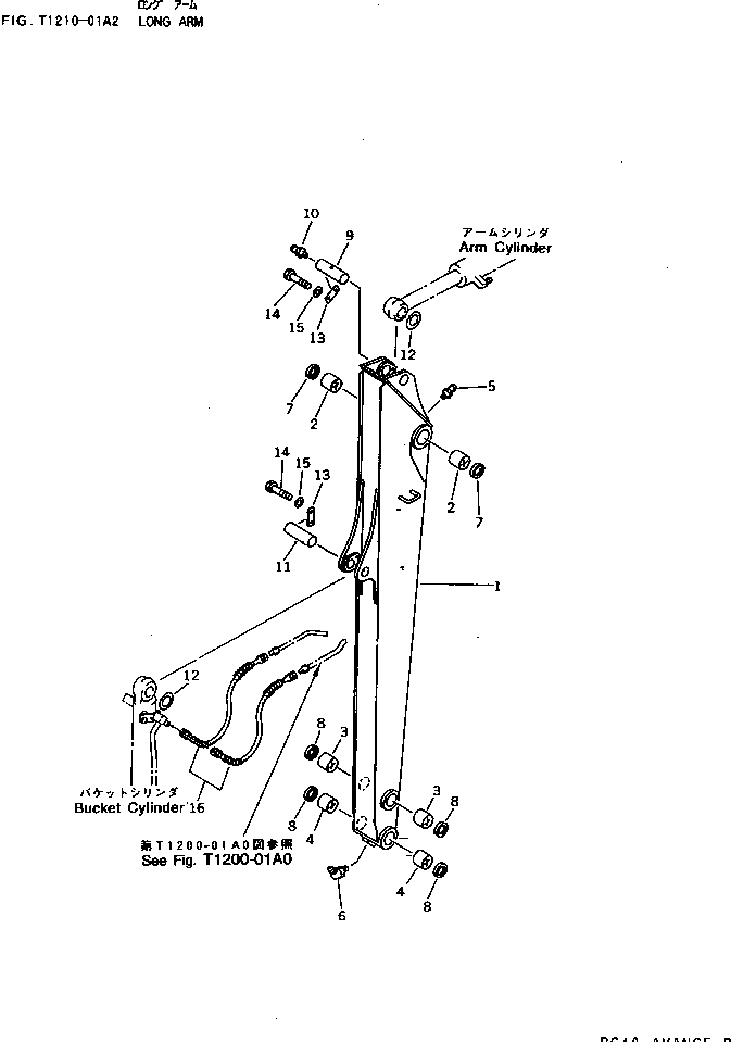 Komatsu parts book diagram for PC40-7 S/N 18001-UP: LONG ARM