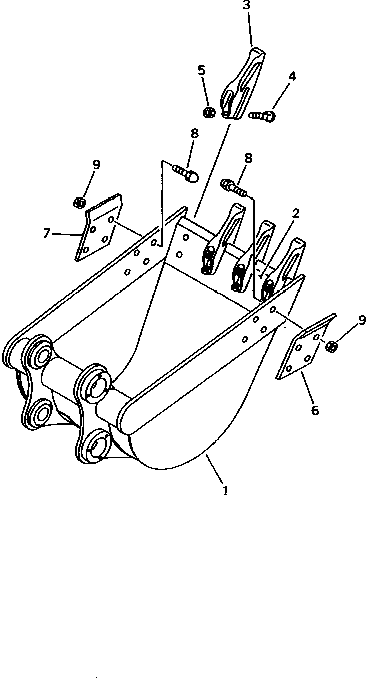 Komatsu parts book diagram for PC40-7 S/N 18001-UP: BUCKET ? 0.13M3 (MINI 0.22M3) 600MM