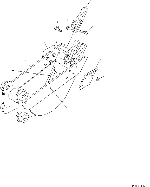 Komatsu parts book diagram for PC40-7 S/N 18001-UP: BUCKET ? 0.05M3 (MINI 0.08M3) 365MM