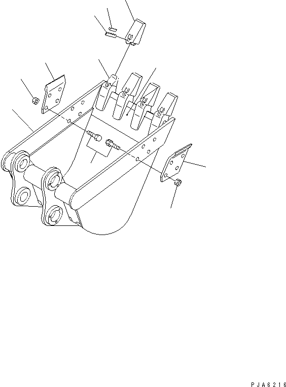 Komatsu parts book diagram for PC40-7 S/N 18001-UP: BUCKET ? 0.14M3 (MINI 0.24M3) 650MM (VERTICAL PIN TYPE)(#24522-)