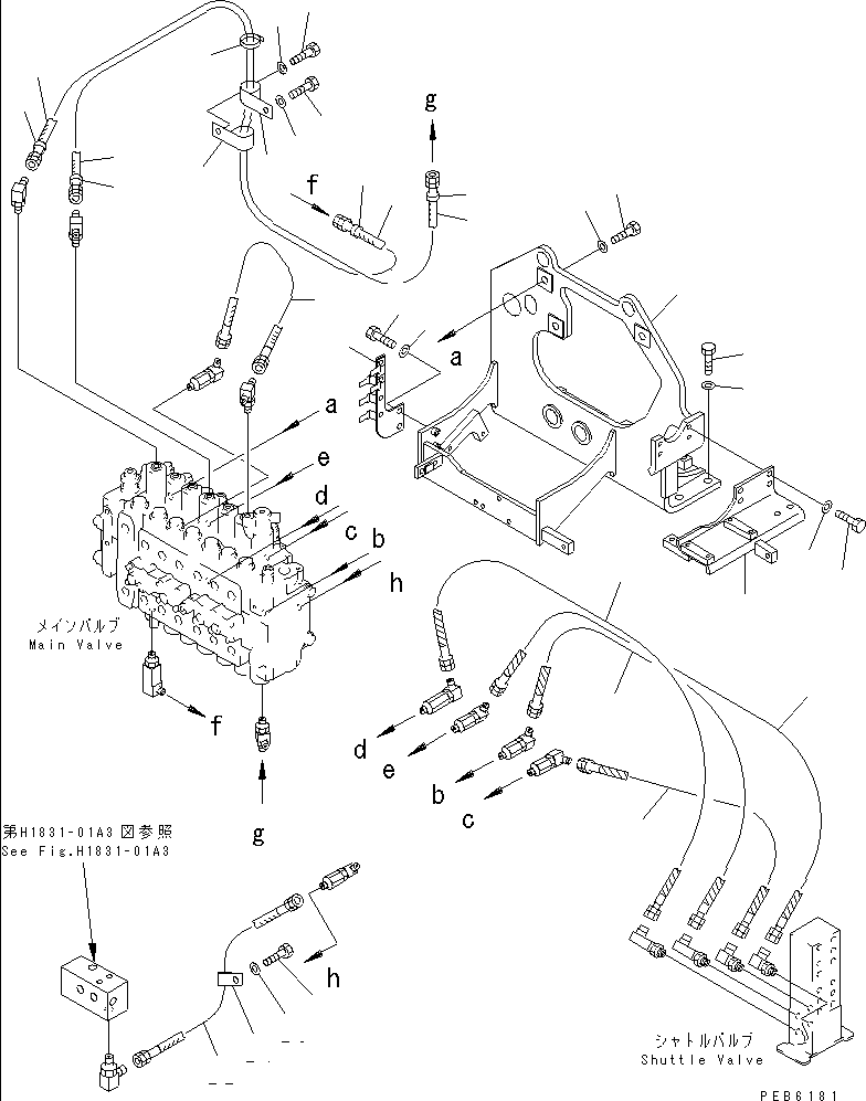 Excavators Komatsu / PC400-6C S/N 30001-UP (-50cent. Spec.)(pc400-2c) / MAIN VALVE (VALVE BRACKET)(#30249-31999)(150060 : H0120-02B1)