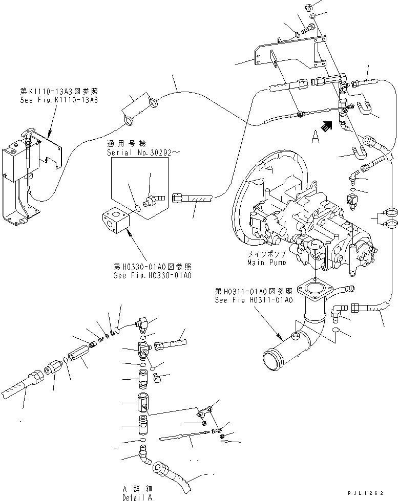Excavators Komatsu / PC400-6C S/N 30001-UP (-50cent. Spec.)(pc400-2c) / SUCTION LINE (BYPASS DRAIN)(#30249-31999)(150160 : H0311-02A1)