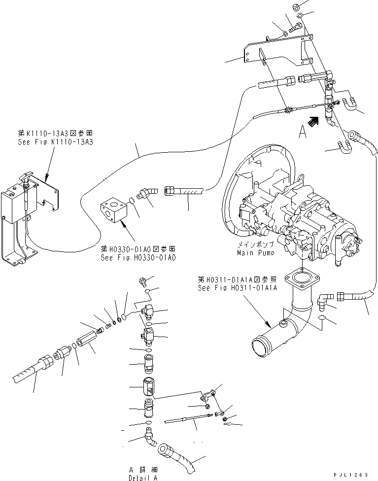 Excavators Komatsu / PC400-6C S/N 30001-UP (-50cent. Spec.)(pc400-2c) / SUCTION LINE (BYPASS DRAIN)(#32001-)(150170 : H0311-02A1A)