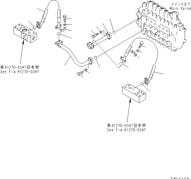 Excavators Komatsu / PC400-6C S/N 30001-UP (-50cent. Spec.)(pc400-2c) / ATTACHMENT LINE (VALVE SIDE)(#32256-)(150360 : H1270-02A7)