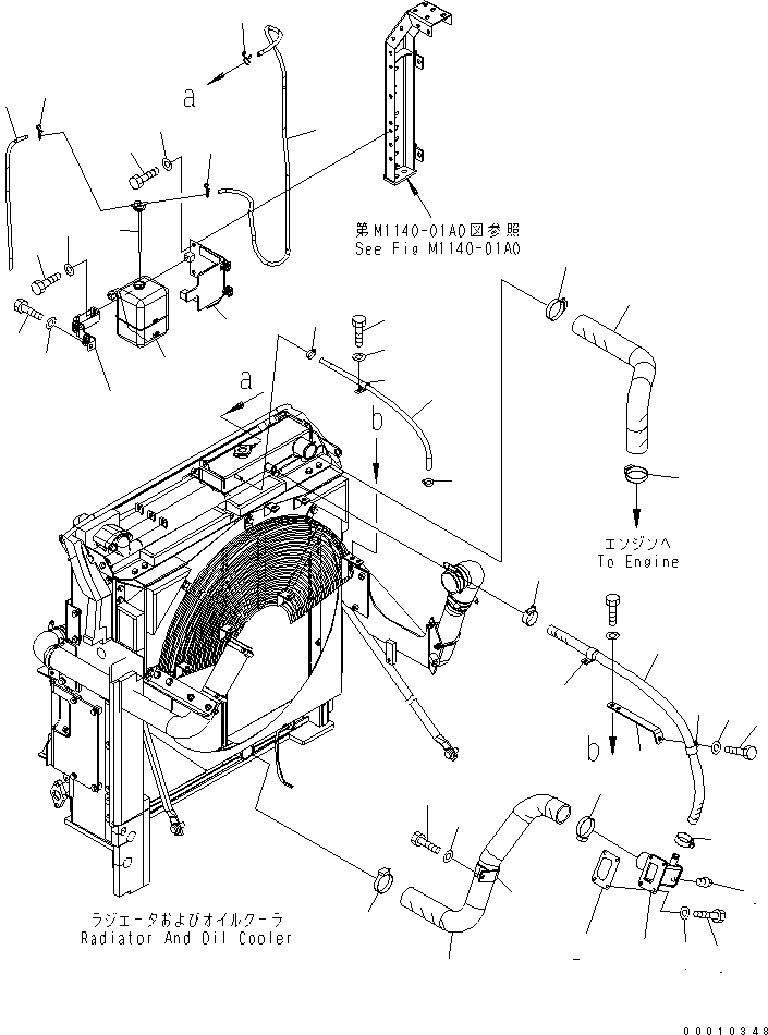 Komatsu parts book diagram for PC400-7-M1 S/N 50001-UP: COOLING (RADIATOR PIPING)