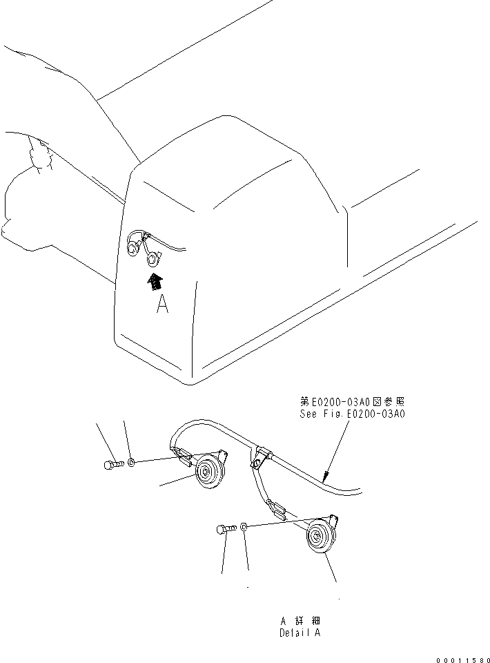 Komatsu parts book diagram for PC400-7-M1 S/N 50001-UP: HORN