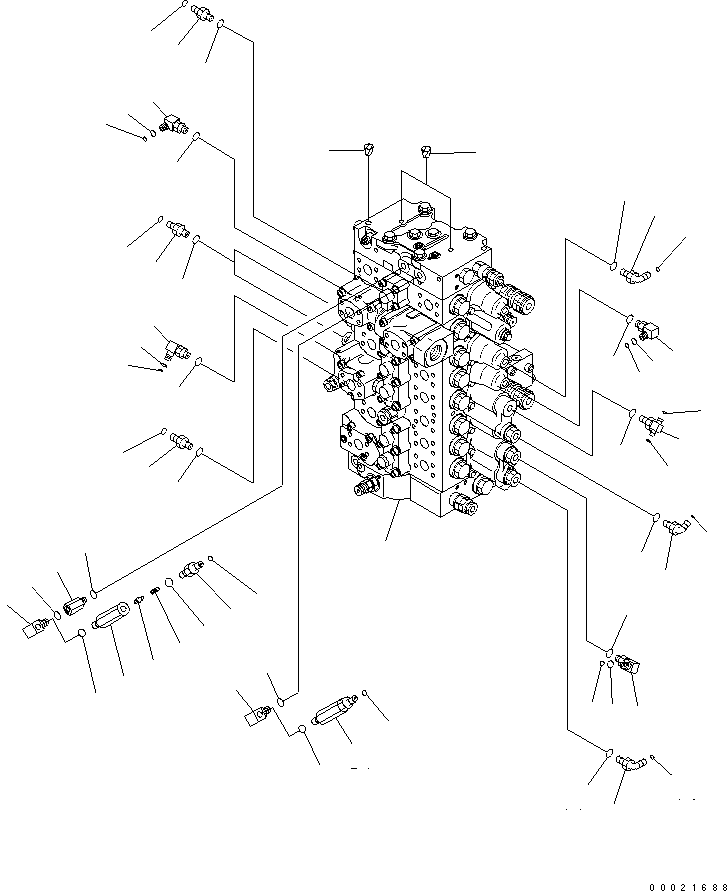 Komatsu parts book diagram for PC400-7-M1 S/N 50001-UP: MAIN VALVE (CONNECTING PARTS) (1/2) (FOR LOADER)