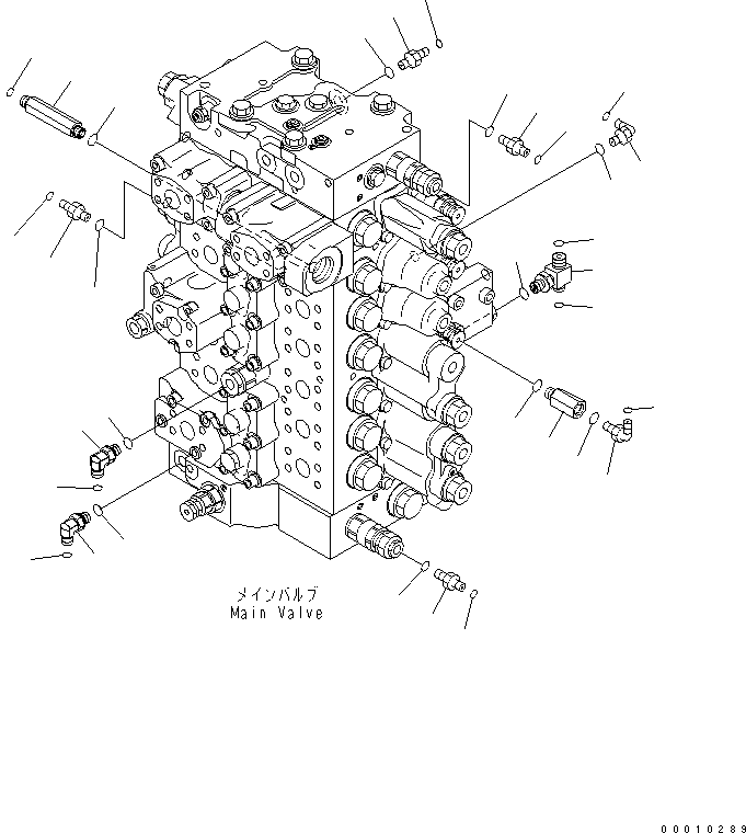 Komatsu parts book diagram for PC400-7-M1 S/N 50001-UP: MAIN VALVE (CONNECTING PARTS) (2/2)