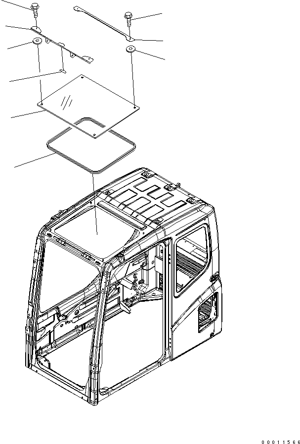 Komatsu parts book diagram for PC400-7-M1 S/N 50001-UP: FLOOR FRAME (OPERATOR'S CAB) (ROOF WINDOW) (QUARRY SPEC.)(#50001-50007)