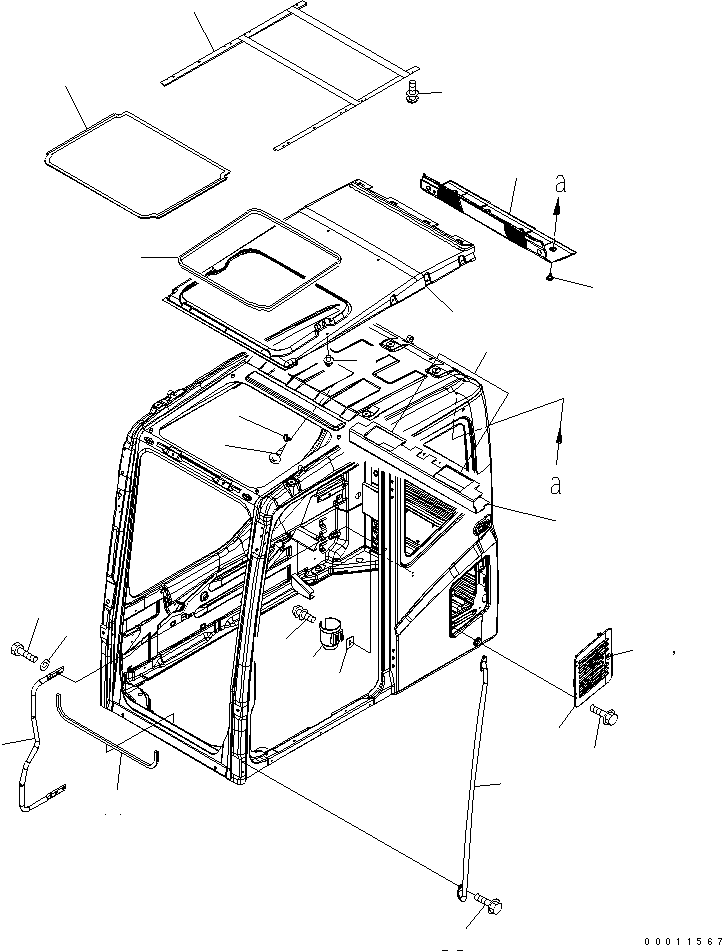 Komatsu parts book diagram for PC400-7-M1 S/N 50001-UP: FLOOR FRAME (OPERATOR'S CAB) (ACCESSORIES) (QUARRY SPEC.)(#50001-50007)