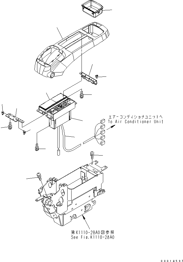 Komatsu parts book diagram for PC400-7-M1 S/N 50001-UP: FLOOR FRAME (OPERATOR'S CAB) (CONSOLE) (UPPER) (WITHOUT RADIO) (L.H.)