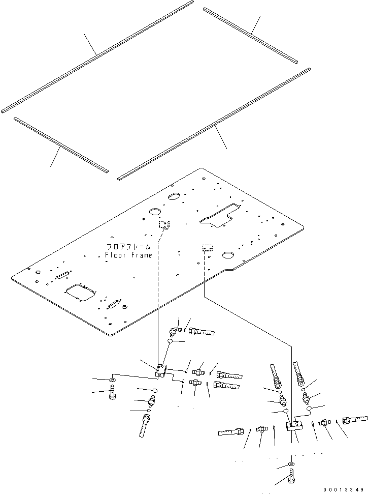 Komatsu parts book diagram for PC400-7-M1 S/N 50001-UP: FLOOR FRAME (OPERATOR'S CAB) (P ?T BLOCK AND SEAL)