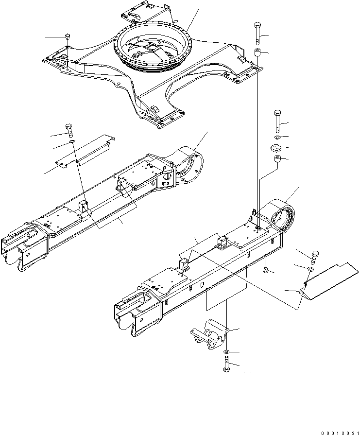 Komatsu parts book diagram for PC400-7-M1 S/N 50001-UP: TRACK FRAME (VARIABLE GAUGE) (CENTER GUARD) (WITH UNDER COVER)