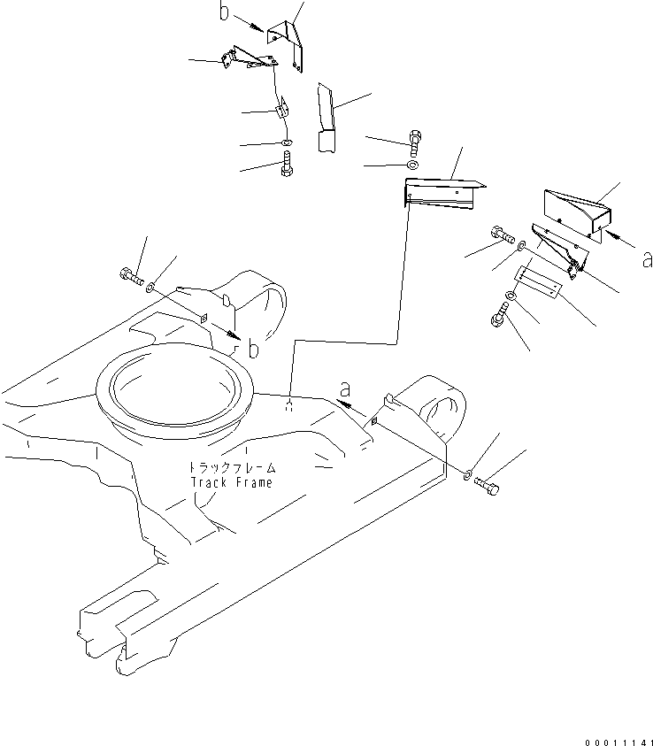 Komatsu parts book diagram for PC400-7-M1 S/N 50001-UP: TRAVEL PIPING GUARD (FOR VARIABLE GAUGE)