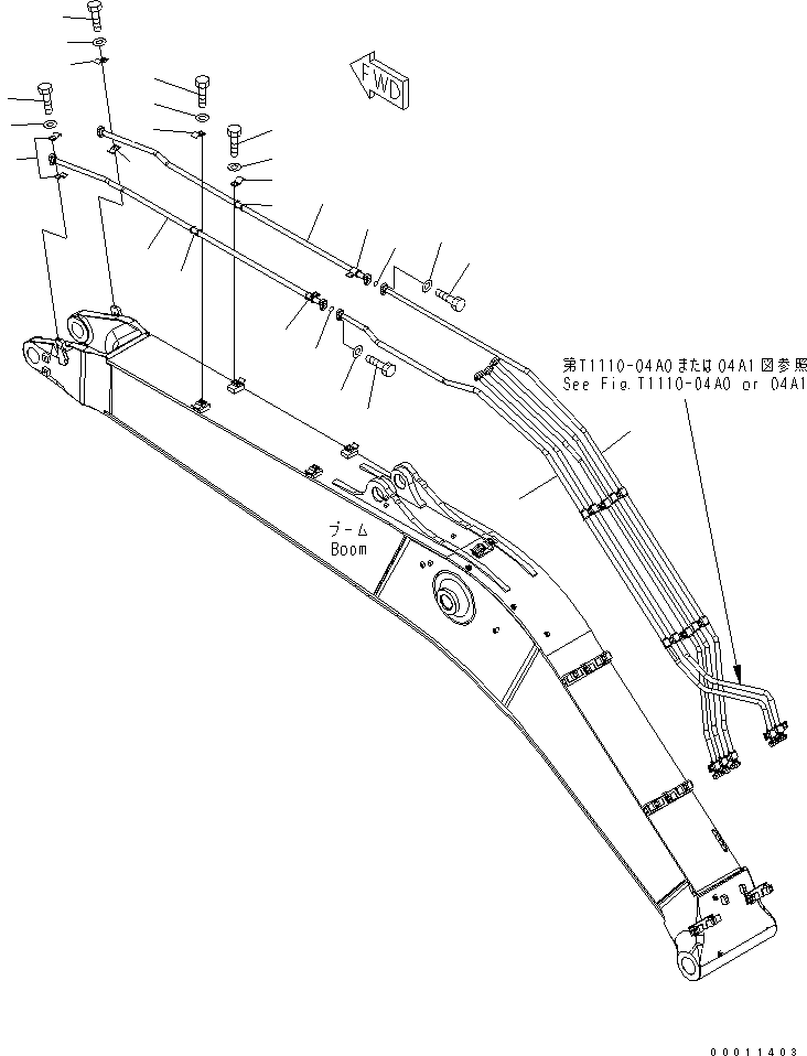 Komatsu parts book diagram for PC400-7-M1 S/N 50001-UP: BOOM (BUCKET CYLINDER LINE)