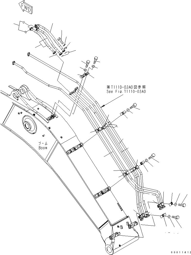 Komatsu parts book diagram for PC400-7-M1 S/N 50001-UP: BOOM (ARM CYLINDER LINE) (HEAVY DUTY)