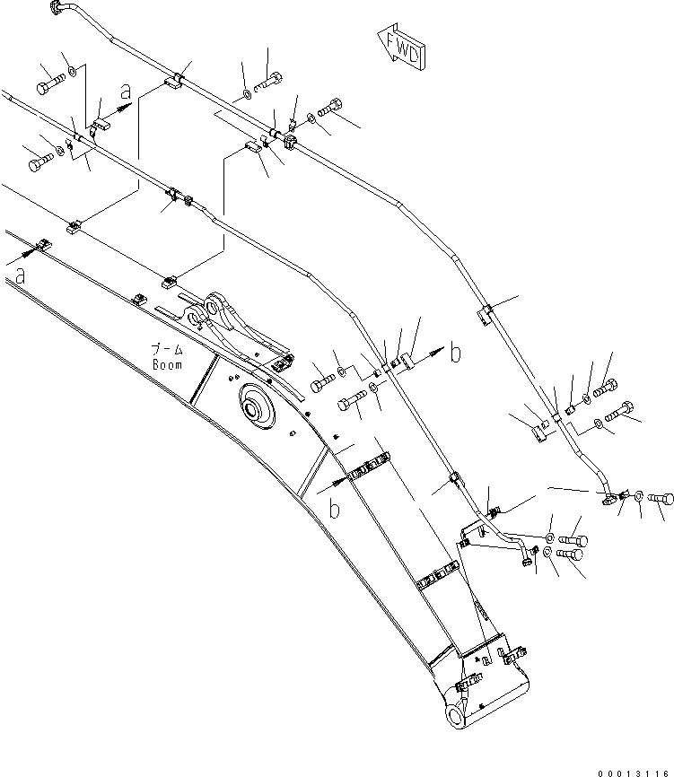 Komatsu parts book diagram for PC400-7-M1 S/N 50001-UP: BOOM (ADDITIONAL LINE) (CLAMP) (FOR ADDITIONAL PIPING)