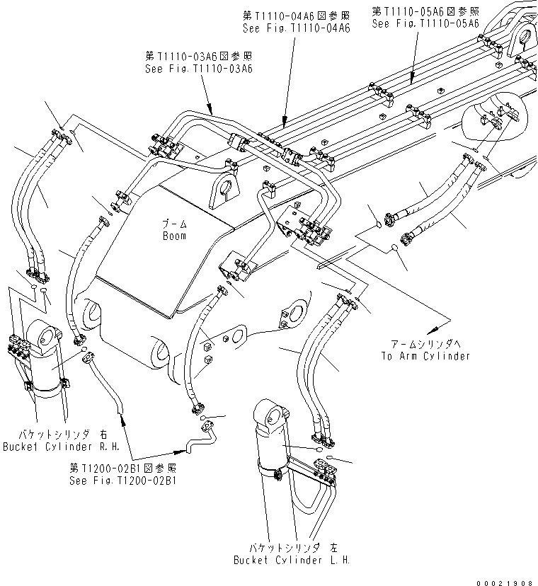 Komatsu parts book diagram for PC400-7-M1 S/N 50001-UP: BOOM (BUCKET CYLINDER LINE) (HOSE) (LOADER) (LOOSE-SUPPLY ITEM)
