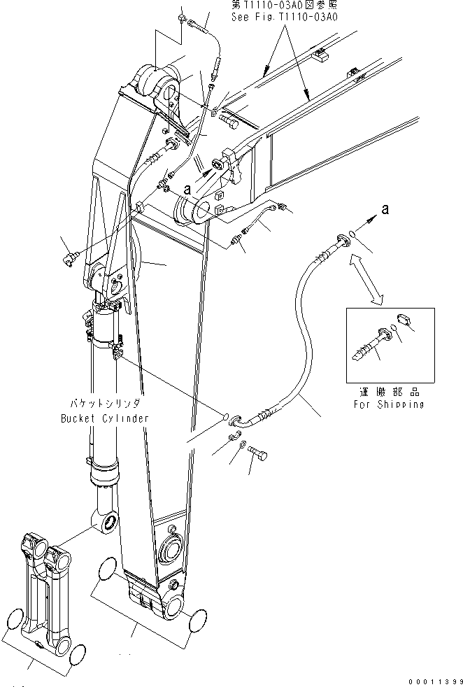 Komatsu parts book diagram for PC400-7-M1 S/N 50001-UP: ARM (BUCKET CYLINDER HOSE AND SPACER)