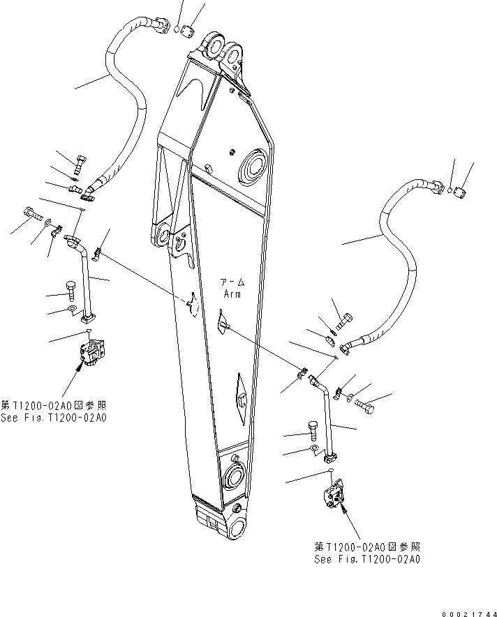 Komatsu parts book diagram for PC400-7-M1 S/N 50001-UP: ARM (3.4M) (ADDITIONAL PIPING)