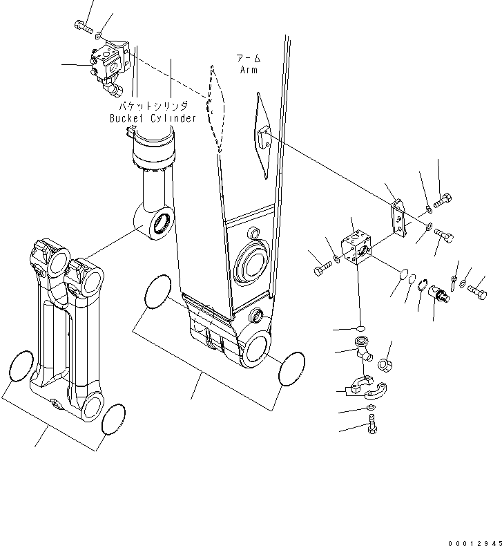 Komatsu parts book diagram for PC400-7-M1 S/N 50001-UP: ARM (3.4M) (VALVE AND SPACER) (FOR ADDITIONAL PIPING)
