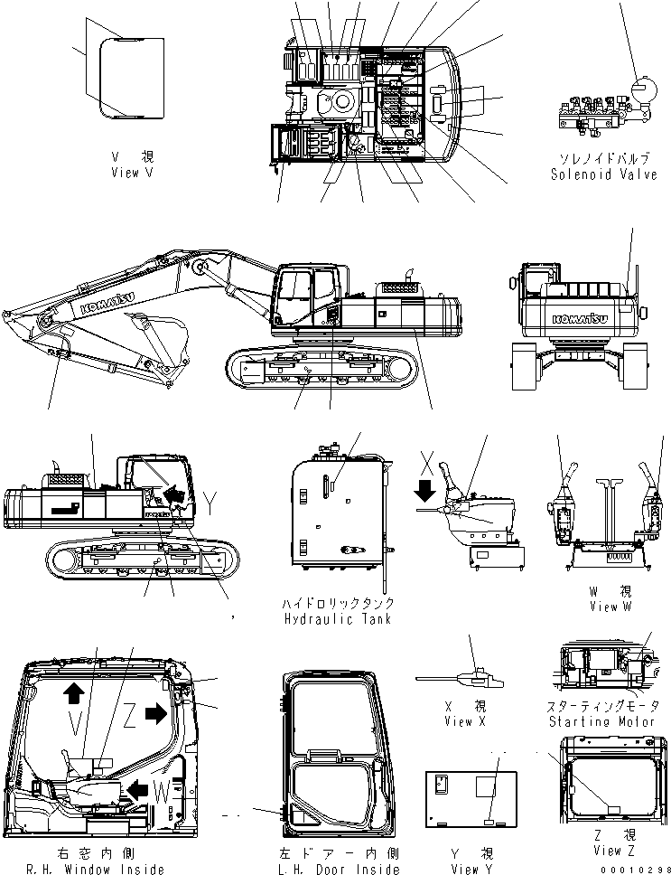 Komatsu parts book diagram for PC400-7-M1 S/N 50001-UP: DECAL AND PLATE (JAPANESE)