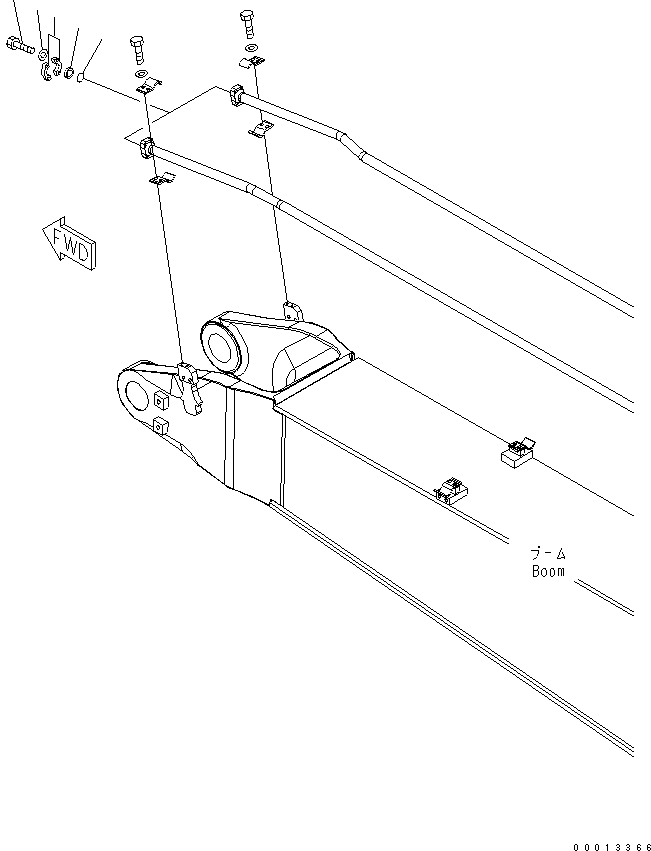 Komatsu parts book diagram for PC400-7-M1 S/N 50001-UP: BLIND PARTS (BOOM)(#50001-50038)
